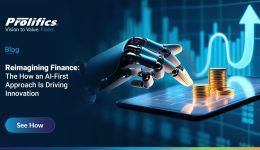 AI-first approach in finance with automation, digital banking, predictive insights, and financial growth.